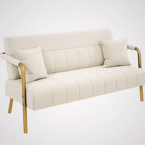 Polstersofa mit Armlehnen & Beine aus Metall Loveseat für Wohnzimmer Beige