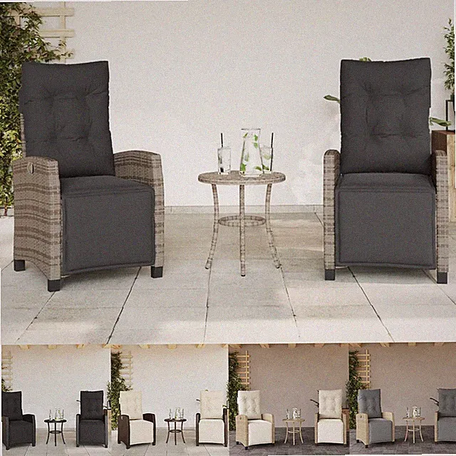 Poly Rattan Gartensessel mit Kissen Verstellbar Gartenstuhl Sessel Stuhl Stühle