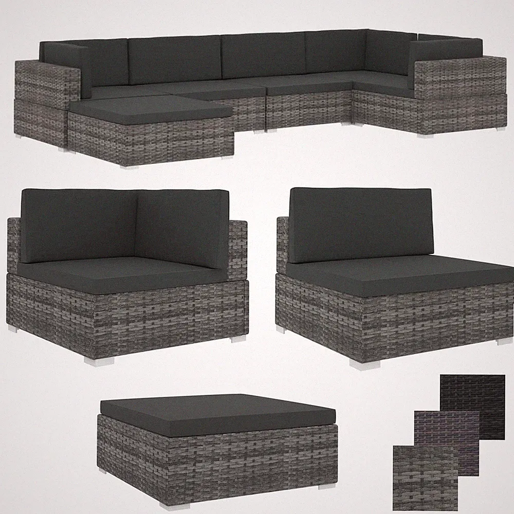 Poly Rattan Sitzgarnitur Gartenmöbel Gartengarnitur Ecksofa Fußhocker Mittelsofa