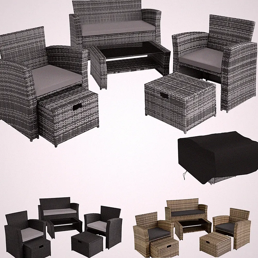 Poly Rattan Sitzgruppe Gartenmöbel Lounge Gartenset Balkon Garten Garnitur Tisch