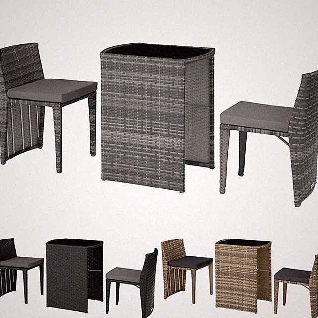 Polyrattan Alu Balkon Bistro Set Sitzgruppe Garnitur Garten Möbel Stühle Tisch