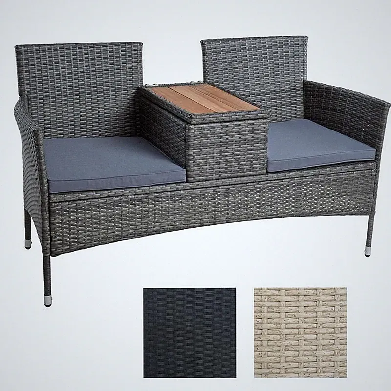 Polyrattan Gartenbank Bank Rattan Sitzbank 2-Sitzer Gartenmöbel Balkonmöbel Set