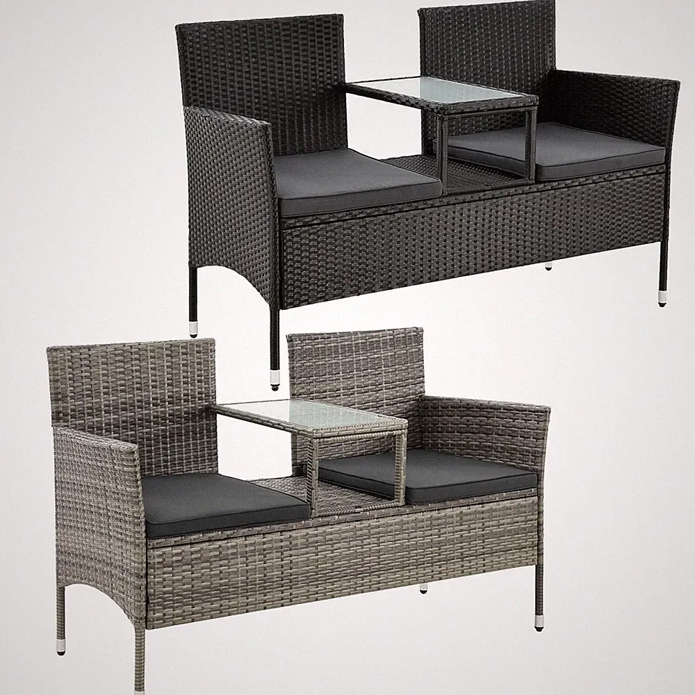 Polyrattan Gartenmöbel Gartenbank Sitzbank mit Tisch Sitzgruppe Juskys®