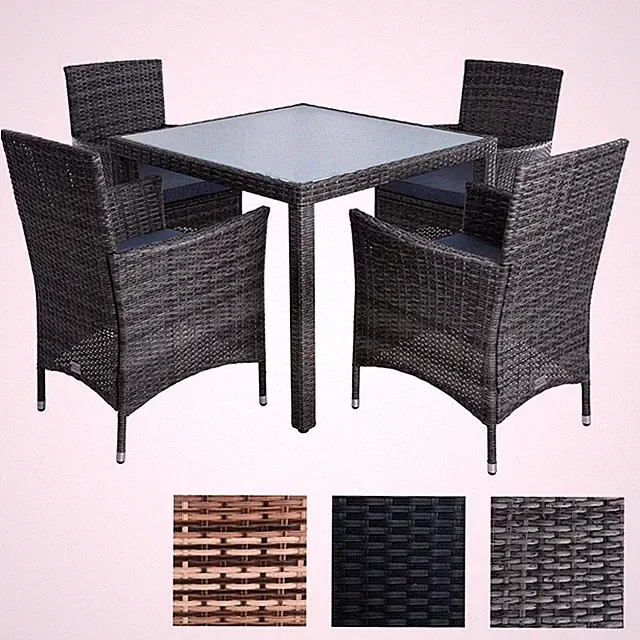 Polyrattan Gartenmöbel Set Sitzgruppe Rattan Gartenset Essgruppe für 4 Personen