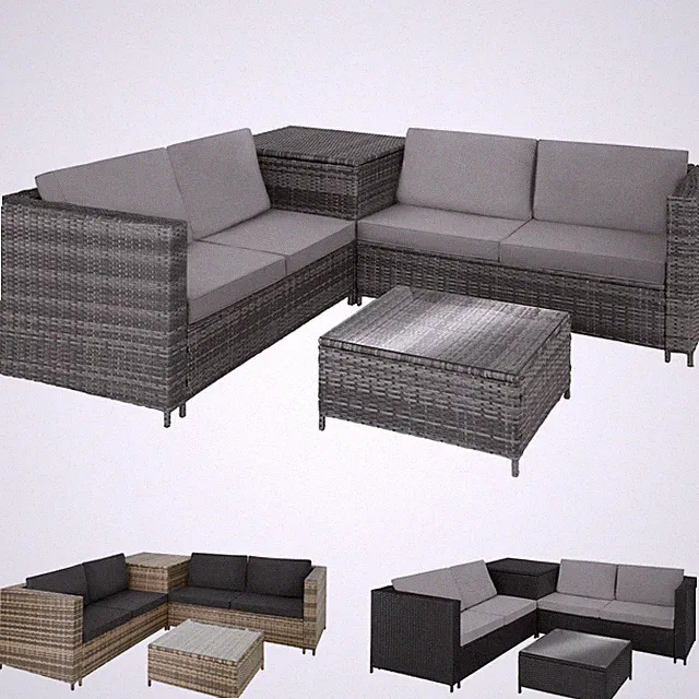 Polyrattan Gartenmöbel Sitzgruppe Rattan Gartenset Lounge Sofa Tisch Box Set