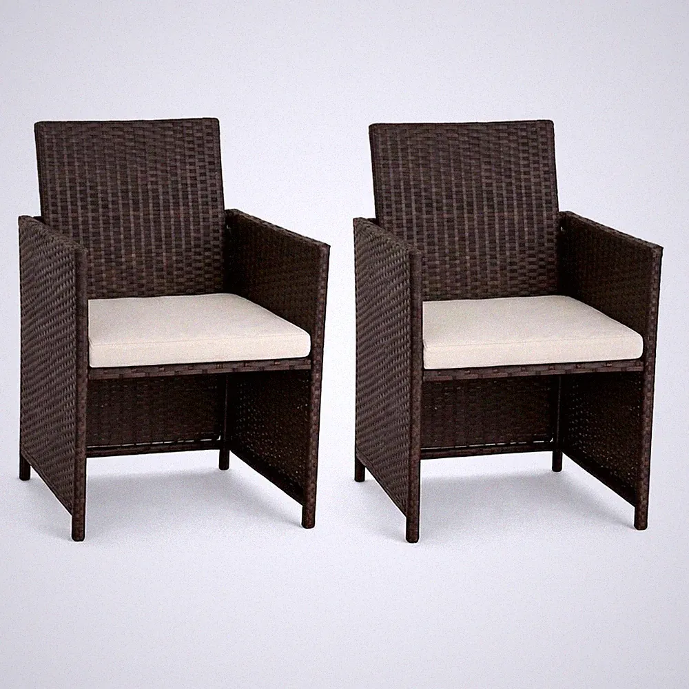 Polyrattan Gartensessel 2er Set Terassenstühle Balkonstühle Rattan Braun