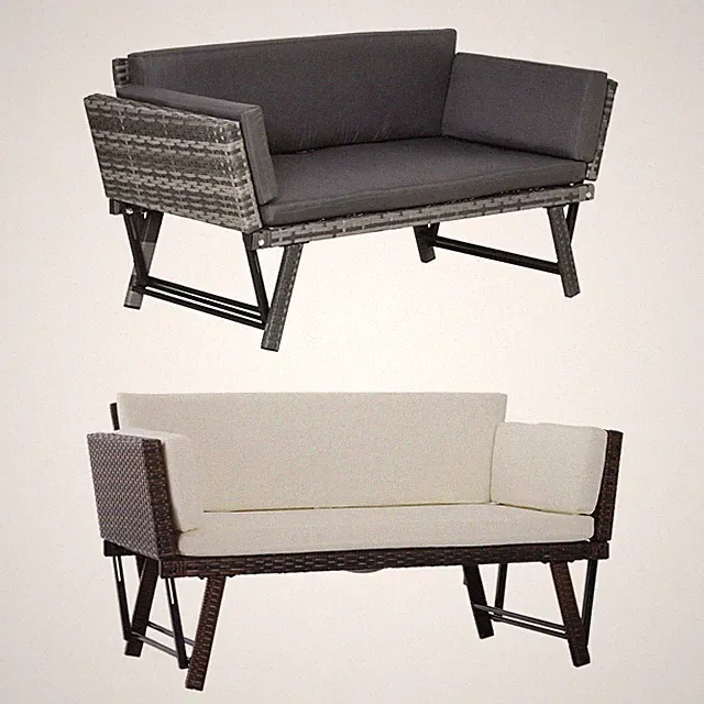 Polyrattan Gartensofa 2 Sitzer Loungesofa Gartenbank Gartenliege klappbar