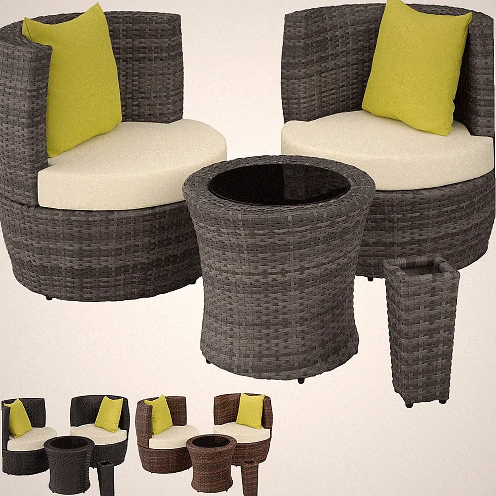 Polyrattan Sitzgruppe Balkon Aluminium Gartenmöbel Sessel Alu Gartengarnitur Ei