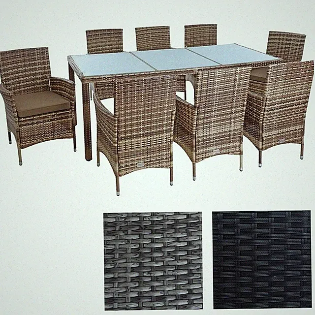 Polyrattan Sitzgruppe Essgruppe Gartenmöbel Set Rattanmöbel Gartenset Rattan