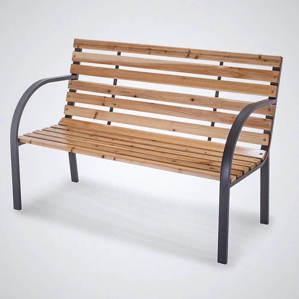 Practixx Gartenbank Holz Metall wetterfest anthrazit 2-Sitzer Parkbank Sitzbank
