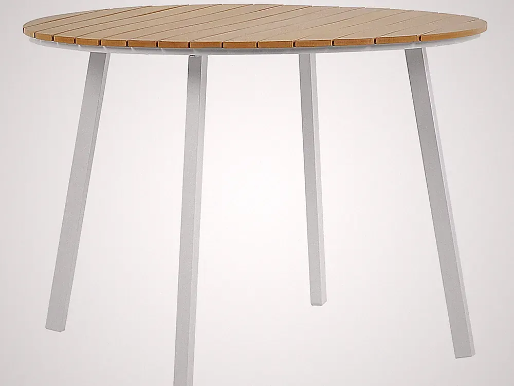 Praktischer Gartentisch Aluminium dia. 105 cm heller Holzfarbton/weiß Cavoli