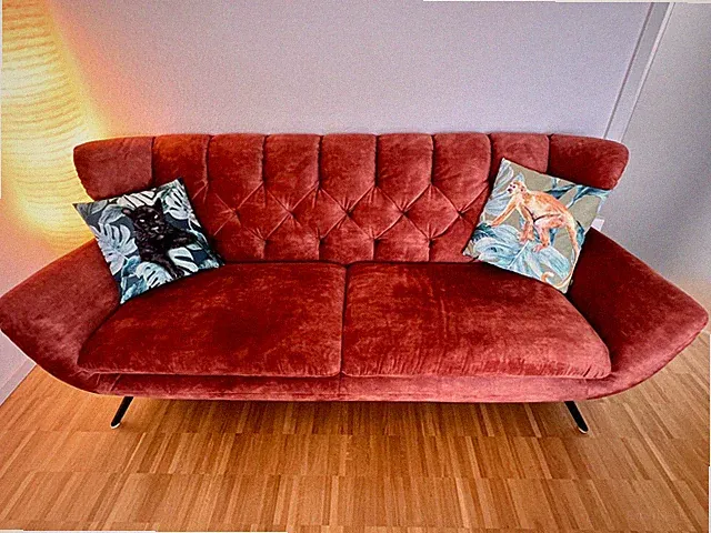 Preis reduziert! Sofa 3 Sitzer, Retro Style, Stoff, Farbe Kupfer