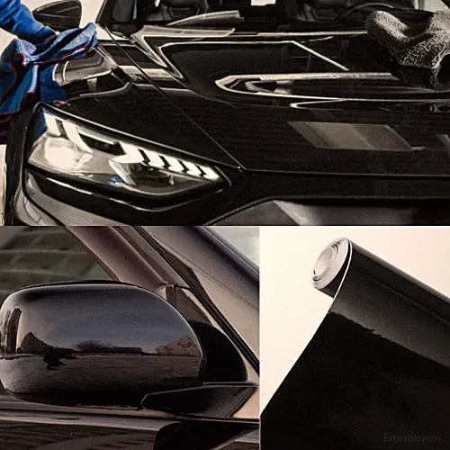 Premium Auto Schwarz Glanz Klebe Folie Blasenfrei Selbstklebend Extra Breit