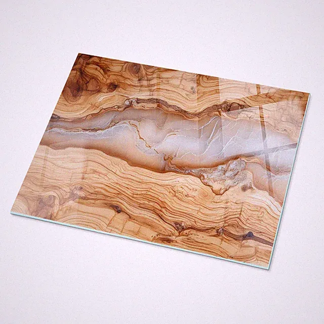 Premium Gehärtet Glas Glasscheibe Tischplatte Beiges Natürliches Holz Mit Harz