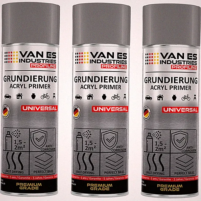 Premium Grundierung Grau Spray 3x 400ml Primer Haftgrund Holz Stein Metall