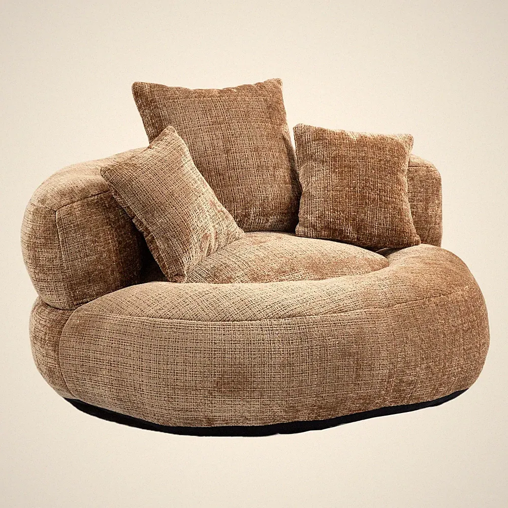Premium Sitzsack XXL mit Memory-Foam Füllung, Chenille Lounge Sofa 3 Kissens