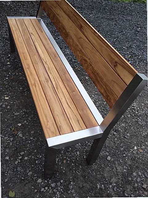 Premium Teak Gartenbank Edelstahl 160 cm Sitzbank Terrasse Balkon wetterfest