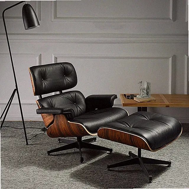 Pro Tall Premium EAM Lounge Chair und Ottomane Echtes Leder Sessel Drehstuhl