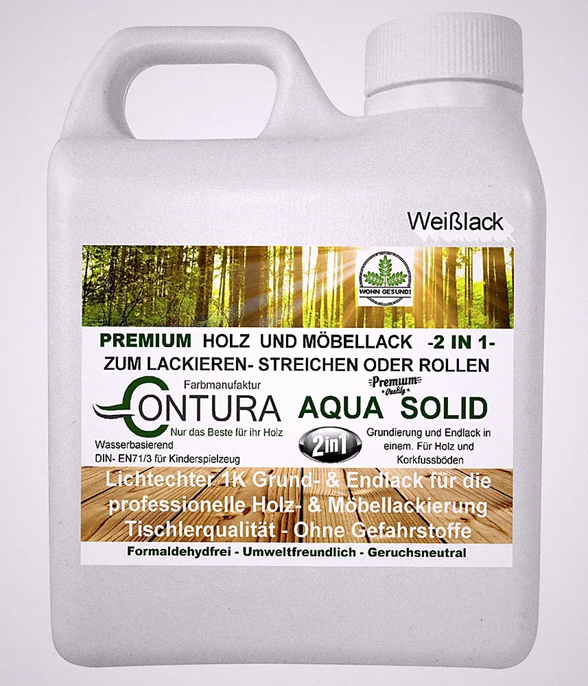 Profi Weißlack Möbellack Holzlack 2in1 inkl. Grundierung Lack Farbe Weiß deckend