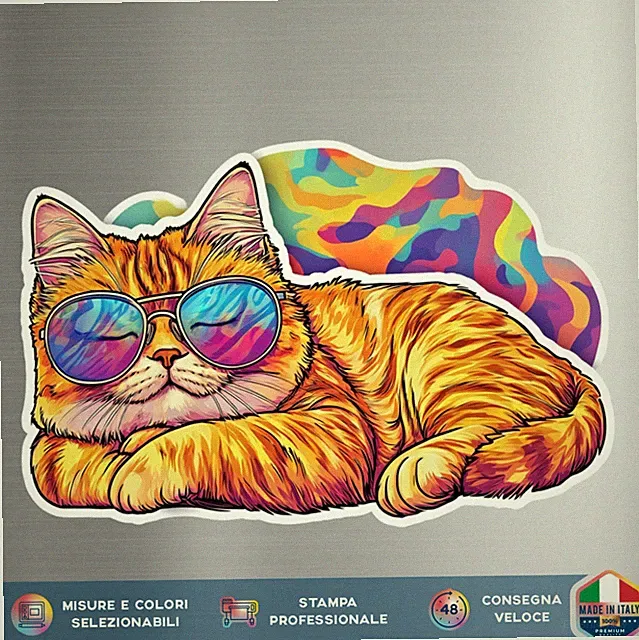 Psychedelischer Katzenaufkleber • Aufkleber Vinyl Auto Motorrad Helm Laptop Bunt