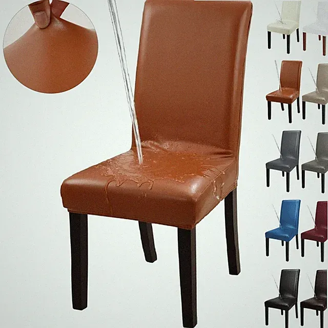 Pu Leder Esszimmer Stuhlhussen wasserdichte Stretch Esszimmerstuhl Schutzhülle