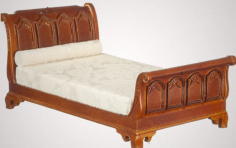 Puppenhaus American 19th C Reich Schlitten Bett Walnuss JBM Miniatur Möbel