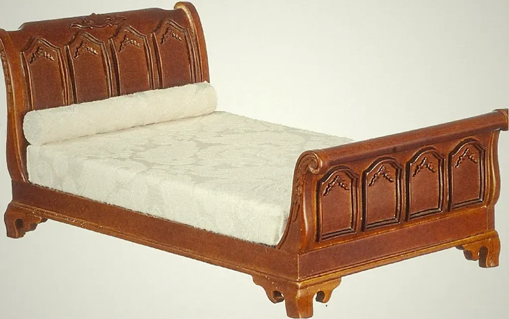 Puppenhaus American 19th C Reich Schlitten Bett Walnuss JBM Miniatur Möbel