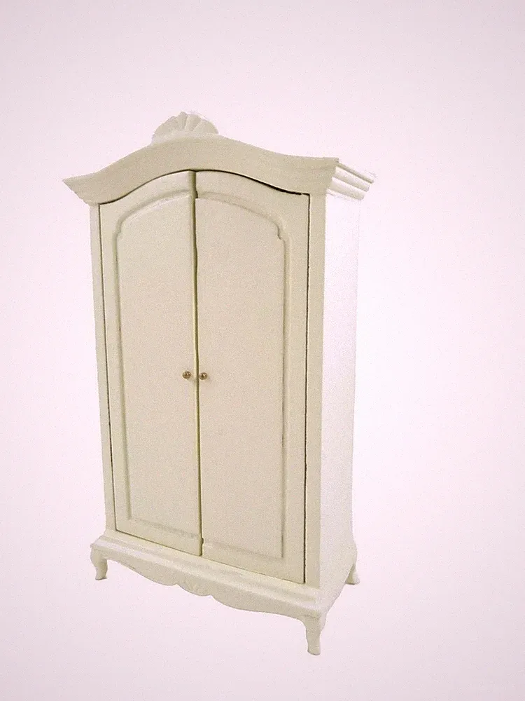 Puppenhaus Französisch Stil Creme Kleiderschrank Mini 1:12 Schlafzimmer Möbel