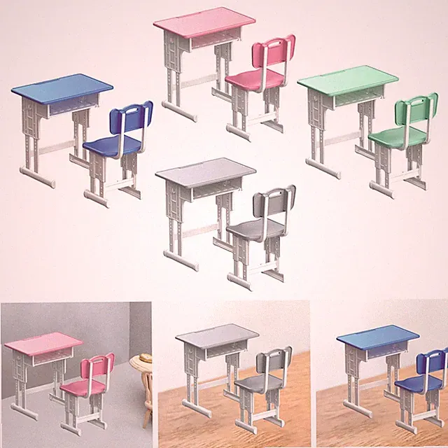 Puppenhaus-Miniatur-Schreibtisch- und Stuhl-Set, Puppenhaus-Dekoration im