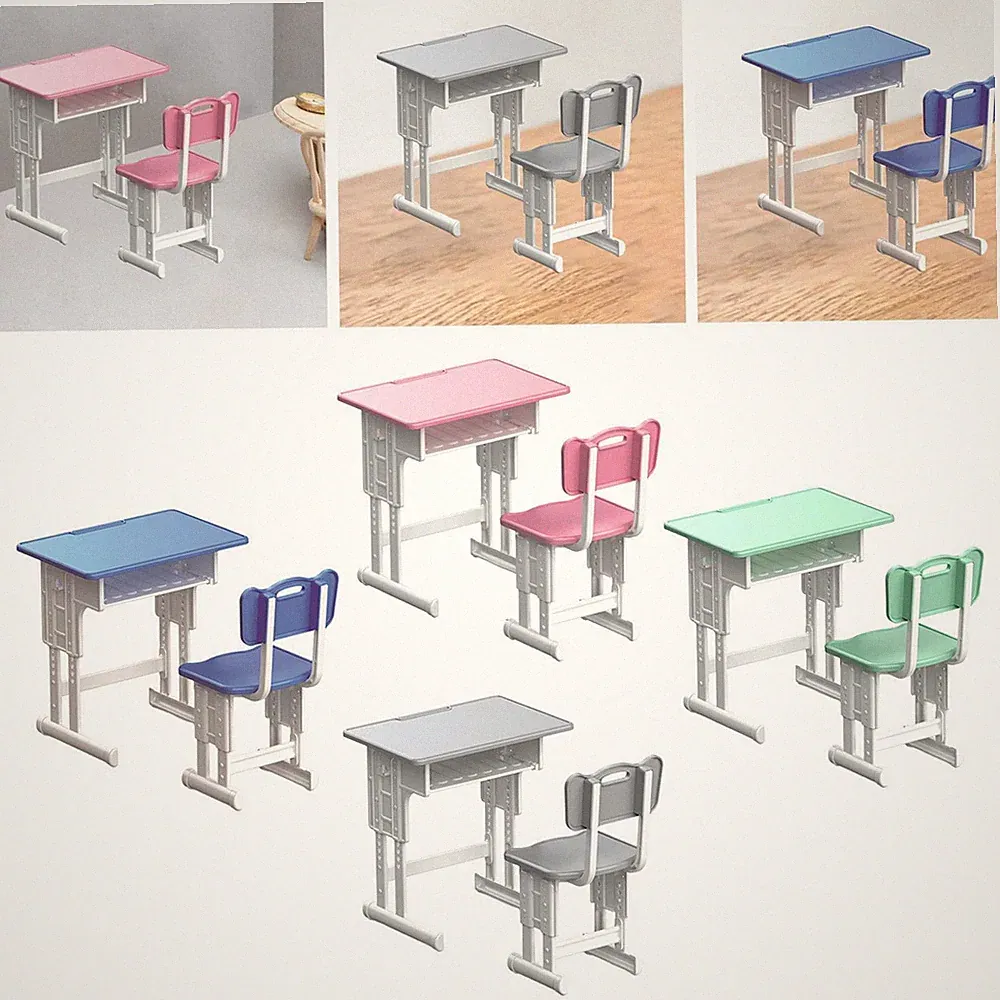 Puppenhaus-Miniatur-Schreibtisch- und Stuhl-Set, Puppenhausmöbel, 1/12