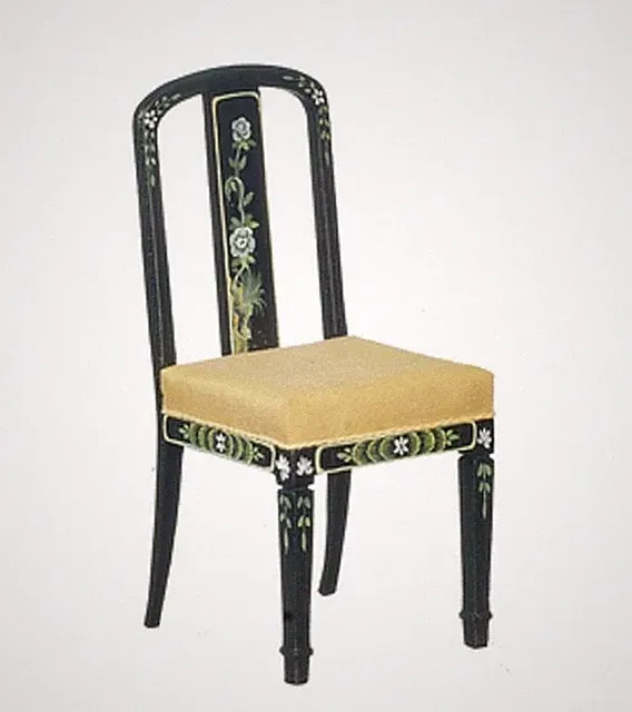 Puppenhaus Schreibtisch Stuhl Schwarz & Gold Handbemalt Chinoise JBM Schulmöbel