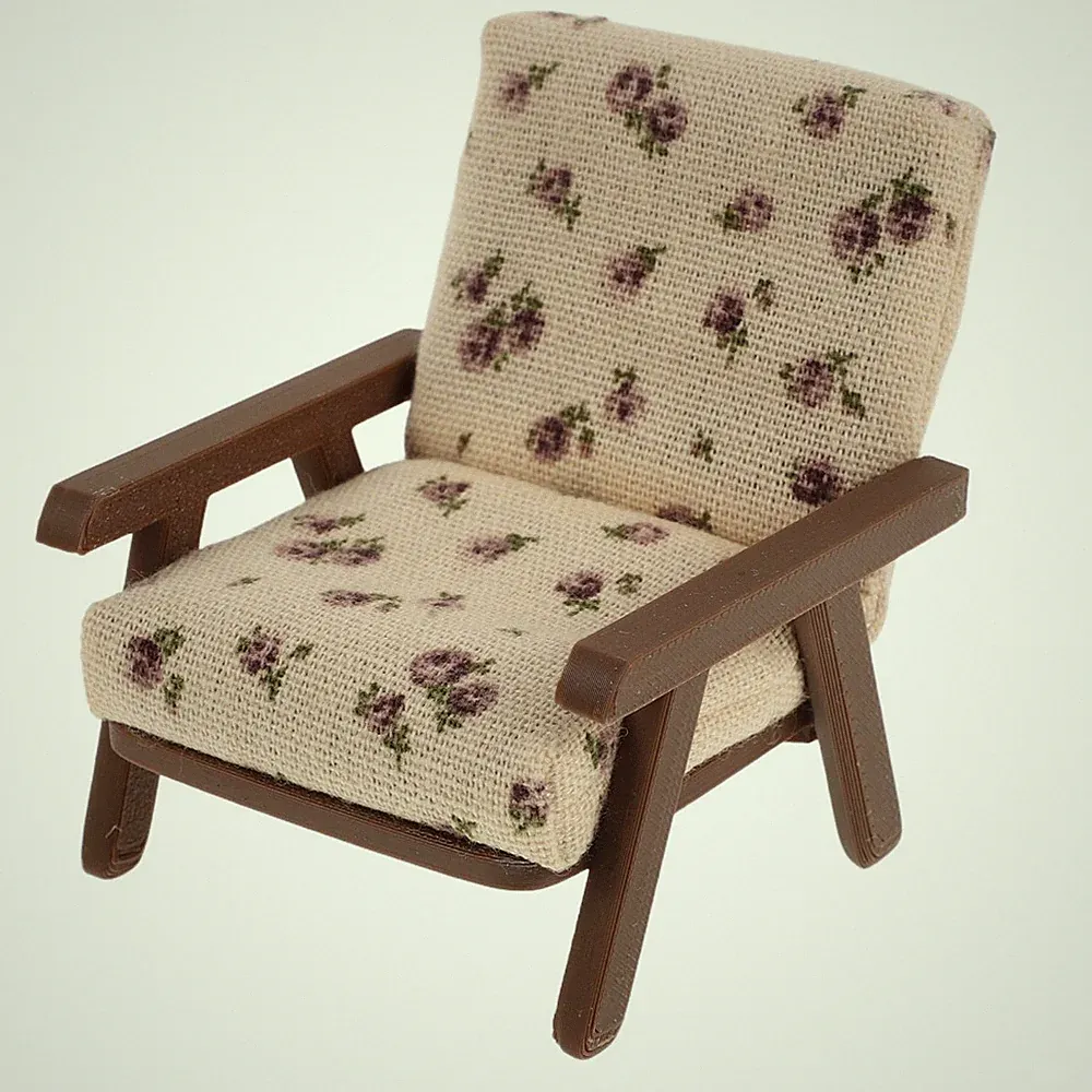 Puppenhaus-Sofa, 1:12 Mini-Wohnzimmermöbel, geblümtes Sofa, winziges Sofa für