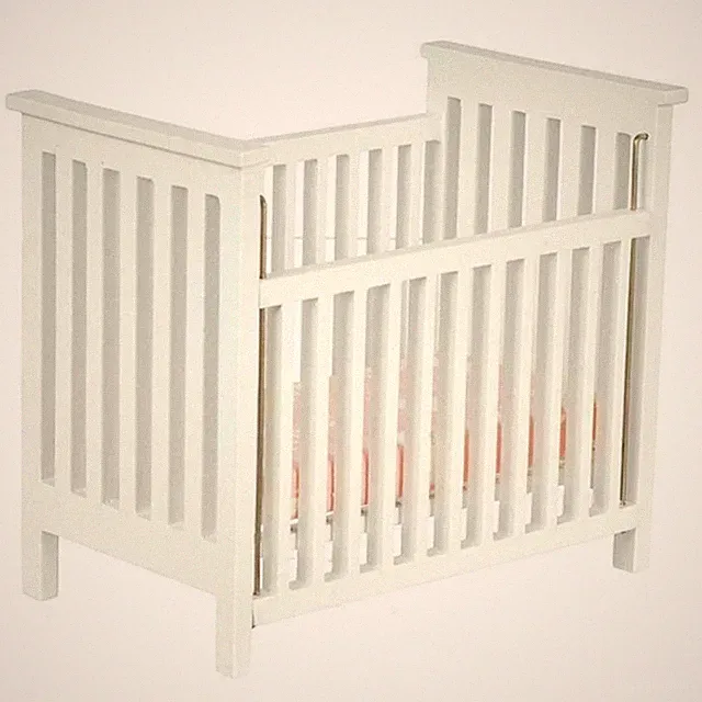 Puppenhaus Weißes Lattenbett Kinderbett Miniatur 1:12 Kinderzimmer Baby Möbel