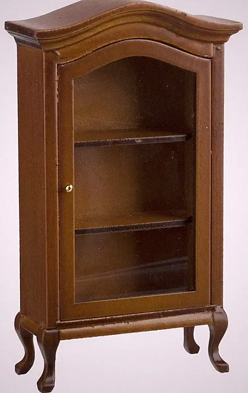 Puppenstube französischer Stil Porzellan Vitrine Nussbaum Esszimmer Möbel 1:12