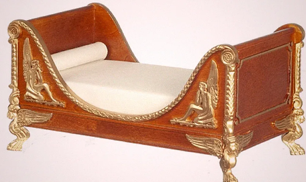 Puppenhaus Walnuss Ferdinand II Einzel Schlitten Bett JBM Miniatur Möbel 1:12