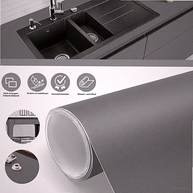 PVC Möbelfolie Matt 60x500cm Selbstklebend Wasserdicht für Küchenschrank Kommode