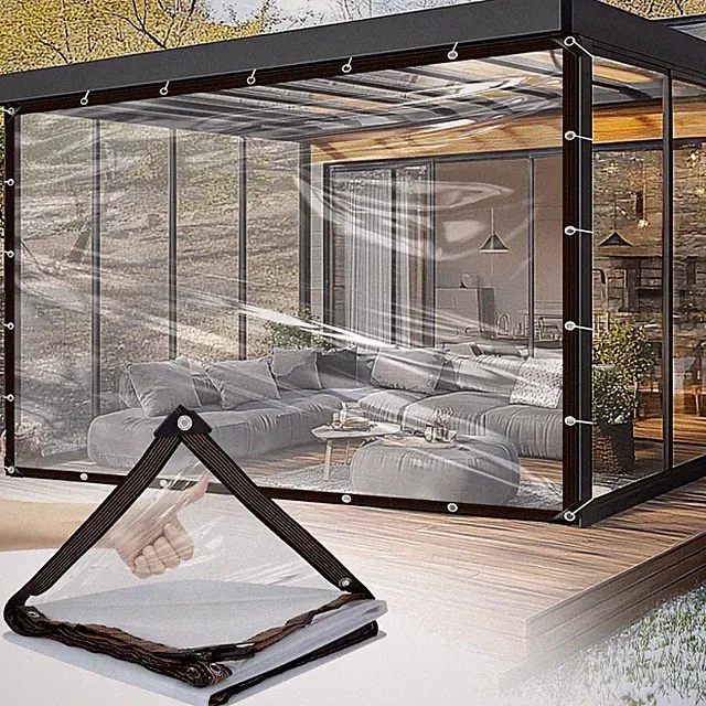 PVC Plane, transparent, 2x4m, mit Ösen, Garten, Outdoor