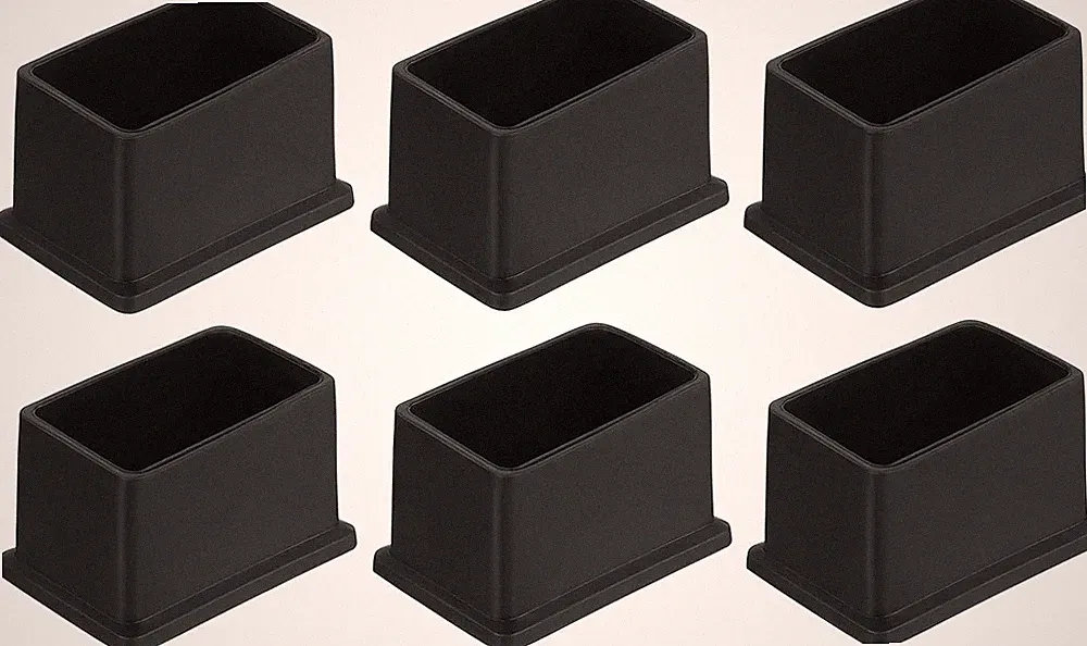 PVC Quadratische Stuhlbeinkappen, 50mm x 30mm OD, Schwarz, 6 Stück, Bodenschoner