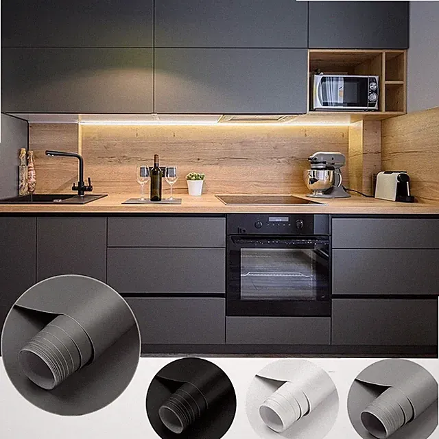 PVC Selbstklebende Klebefolie, 60 * 550cm Matt verdickte Küchenschrank Aufkle...
