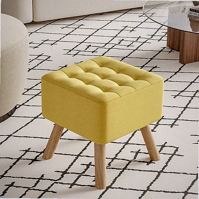 Quadratische Schuhbank Leinen Ottomane Fußhocker Fenstersitz Sofa Seite Hocker
