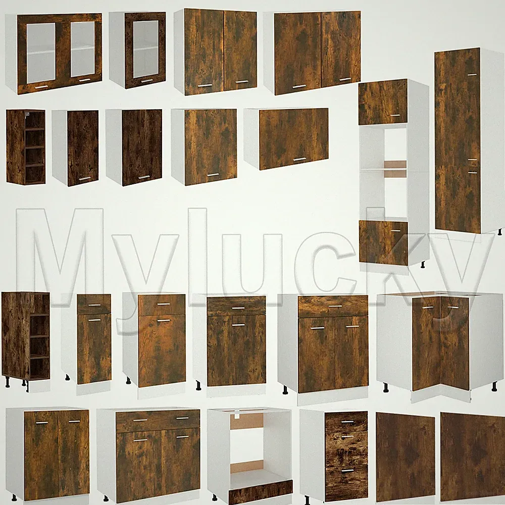 Räuchereiche Küchenunterschrank Küchenzeile Einbauküche Küchenmodule Küchenmöbel