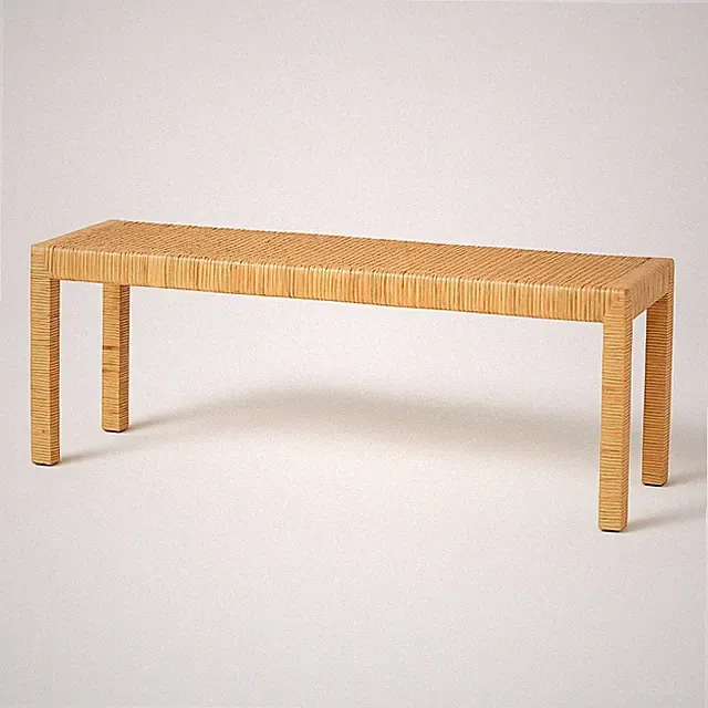 Rattan Bank Baxton Studio Abelia Bohemian Natur Mahagoni Holz Akzent Sitz