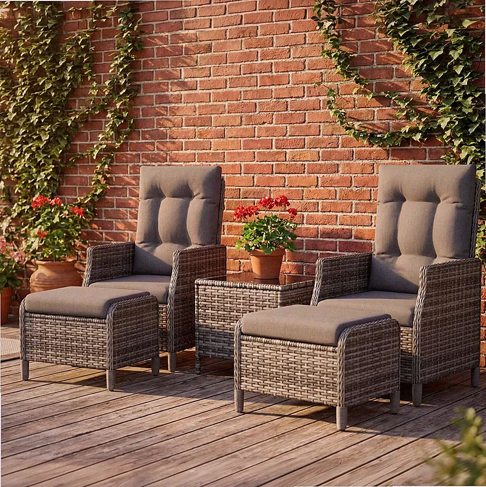 Rattan Gartenmöbel Set Lounge Outdoor Wetterfest Balkon Terrassenmöbel 5-teilig