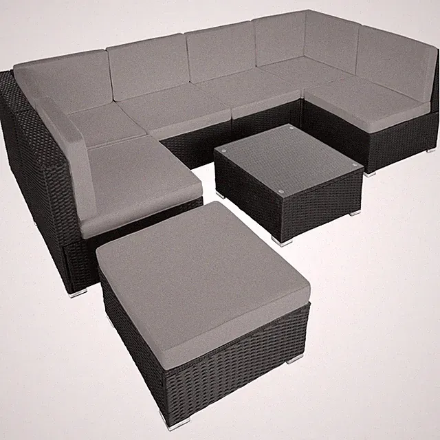 Rattan Lounge Venedig Gartenlounge Terrassenmöbel schwarz/grau B-Ware