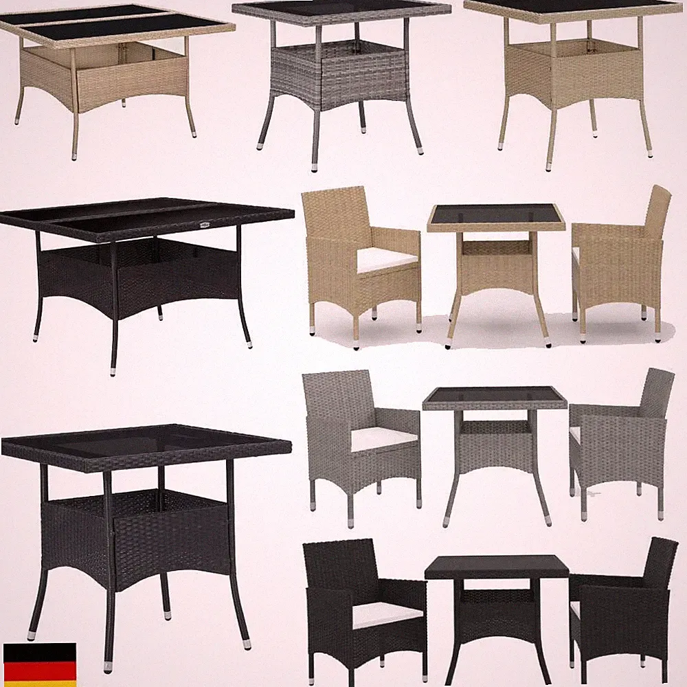 Rattan Sitzgruppe 3-tlg. Balkonset Bistroset Garten Terrasse Balkonmöbel Lounge