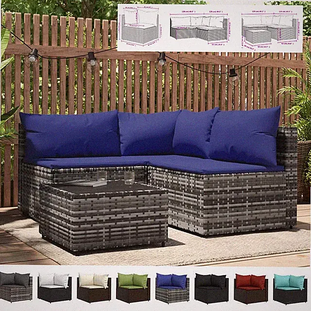 Rattan Sitzgruppe Lounge Rattanmöbel Gartenmöbel Polyrattan Set Sofa Essgruppe