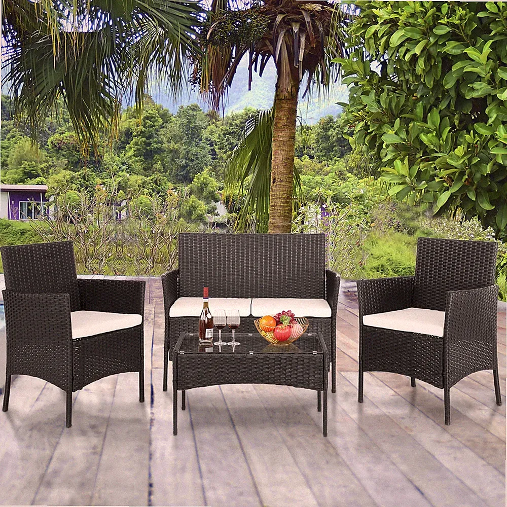 Rattanmöbel Polyrattan Rattan Gartenmöbel Garnitur Sitzgruppe Modern Lounge Set
