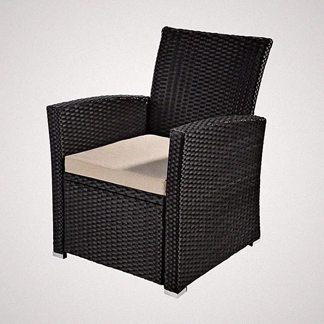 Rattanstuhl Sessel Rattan Gartenstuhl Stuhl Polyrattan Rattansessel Schwarz