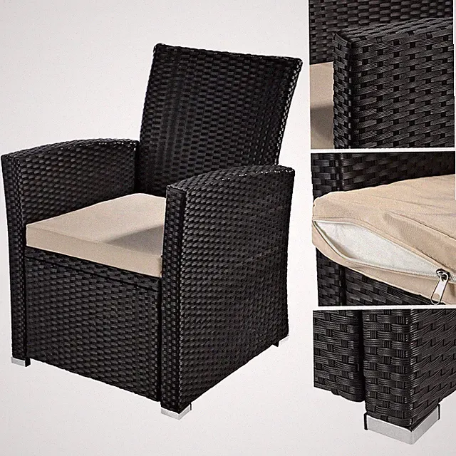 Rattanstuhl Stuhl Sessel Poly Rattan Schwarz Korbstuhl Gartenstuhl Terrasse