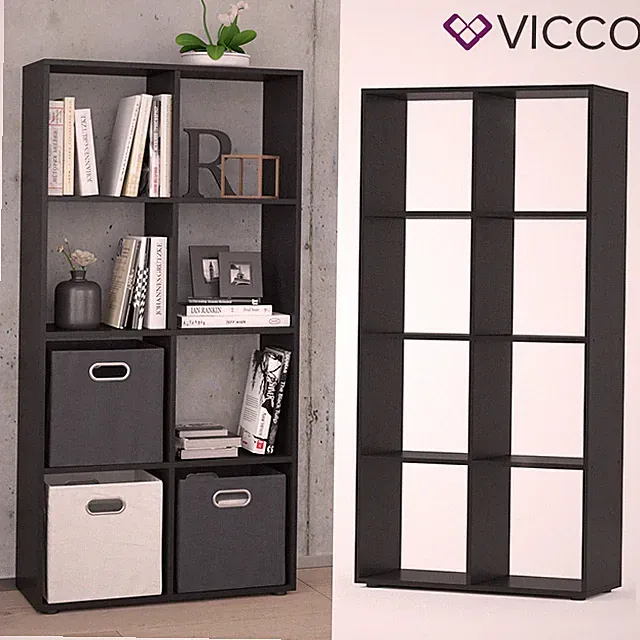 Raumteiler Bücherregal Wandregal Standregal Regal Scutum 8 Fächer Schwarz Vicco